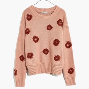 Madewell Floral Embroidered Pullover Sweater.